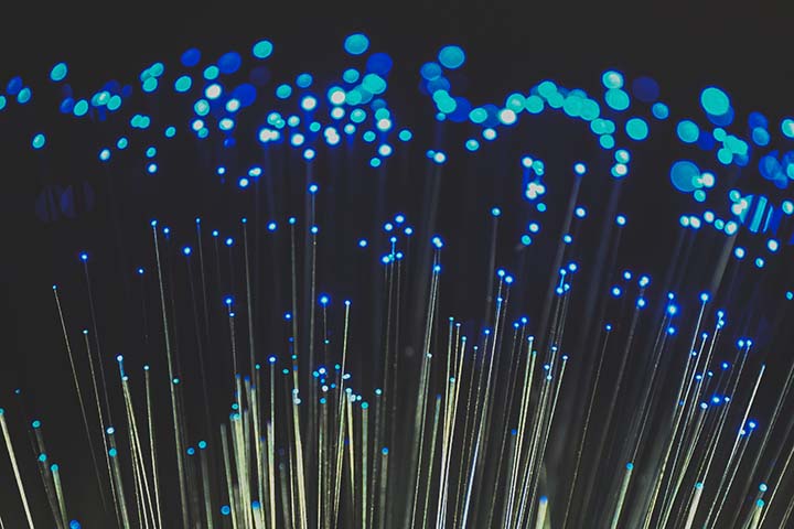fiber optic broadband cables blue light tips