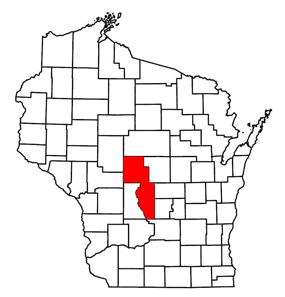 Image of Wisconsin map and highlighted county