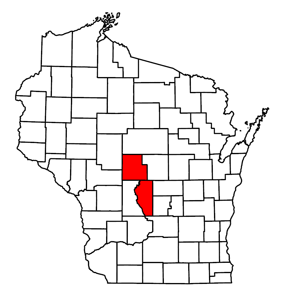 Image of Wisconsin map and highlighted county