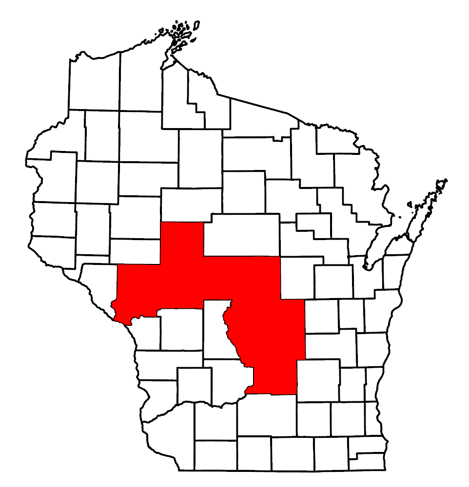 Image of Wisconsin map and highlighted county